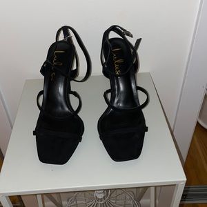 Black Suede Ankle Strap High Heels